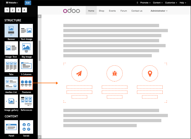 Odoo image and text block